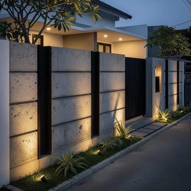 Pagar Beton Kombinasi Besi Minimalis dan Estetik