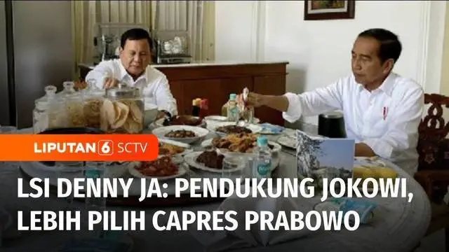 Hasil survei terbaru dari Lingkaran Survei Indonesia, Denny JA menunjukkan pendukung Joko Widodo lebih banyak memilih Prabowo Subianto jika dibandingkan bakal capres lainnya, Ganjar Pranowo dan Anies Baswedan.