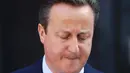 Ekspresi PM Inggris David Cameron saat memberikan pernyataan pers di 10 Downing Street, London, Jumat (24/6). Usai Inggris resmi memilih untuk keluar dari Uni Eropa (Brexit), David Cameron menyatakan pengunduran diri. (REUTERS/Stefan Wermuth)