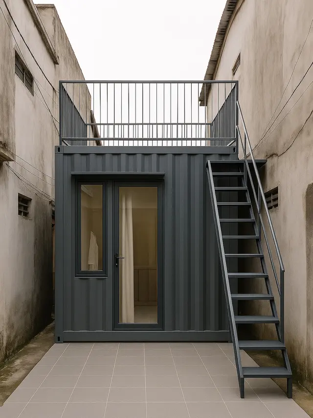 Desain Rumah Bentuk Kontainer di Gang dengan Budget Rp100 Juta