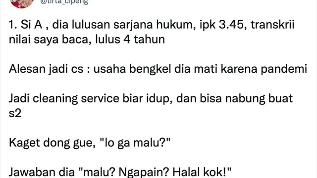Cuitan Dokter Tirta. (Foto: Dok. Twitter @tirta_cipeng)