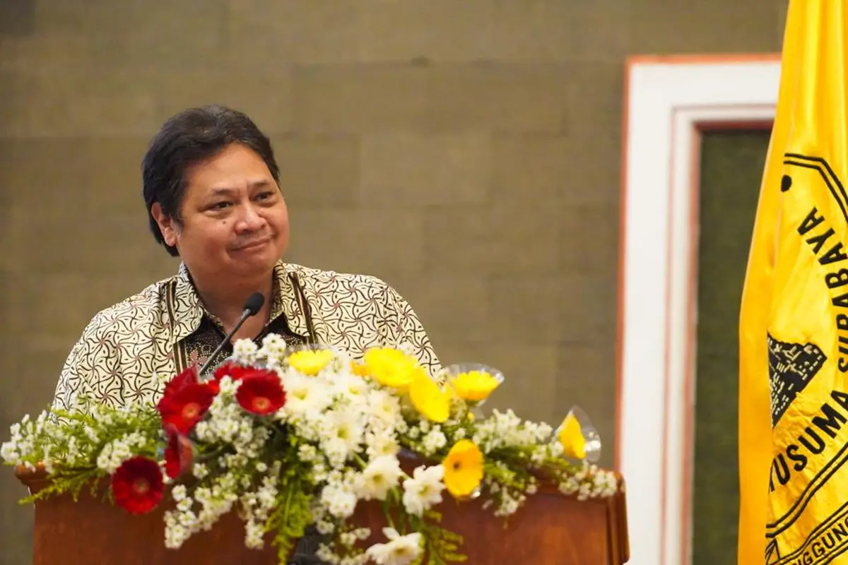 Menteri Koordinator Bidang Perekonomian Airlangga Hartarto menyampaikan Kuliah Umum di Universitas Wijaya Kusuma Surabaya (UWKS), Kota Surabaya, Provinsi Jawa Timur. (Dok ekon.go.id)