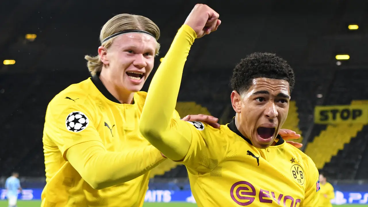 FOTO: Kembali Menang 2-1, Manchester City Singkirkan Borussia Dortmund di Perempatfinal Liga Champions - Jude Bellingham; Erling Haaland