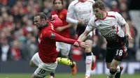 Jon Flanagan (kanan) ketika berduel dengan Rooney ( REUTERS/Phil Noble)