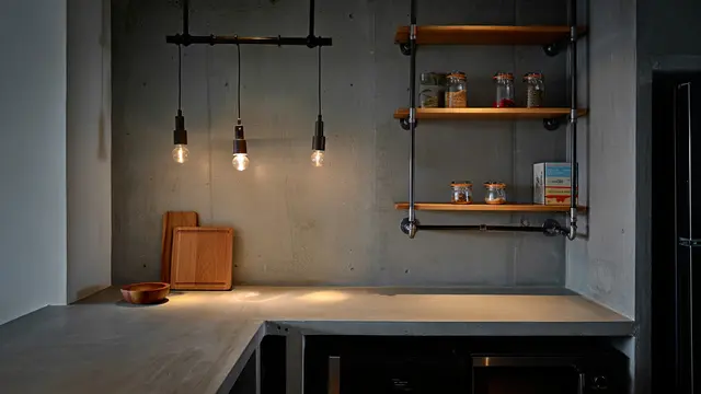 Model Dapur Kecil Meja Semen dan Ambalan Dinding/Ilustrasi Gemini AI