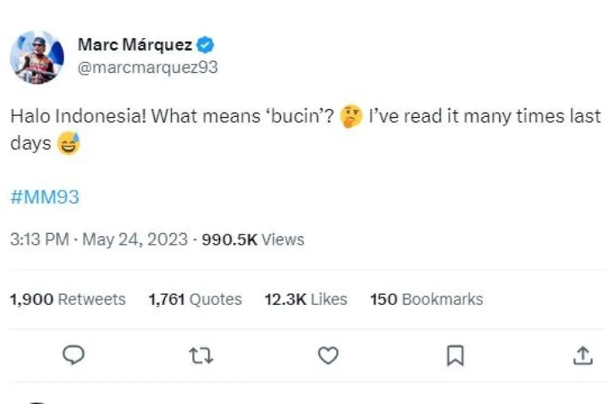 Heboh, Marc Marquez Tanya Arti Bucin ke Warganet Indonesia