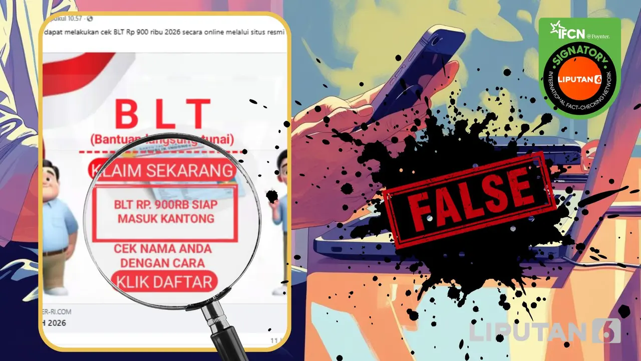 Tangkapan layar klaim link untuk cek penerima BLT 2026 online Rp 900 ribu.
