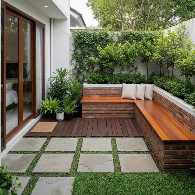 Desain Rumah Kecil Tropis dengan Taman Belakang