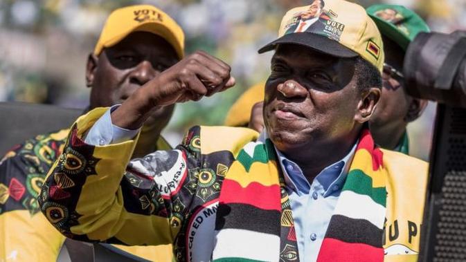 Presiden Emmerson Mnangagwa berhasil memenangkan pemilu presiden Zimbabwe, yang merupakan pertama kalinya pasca-pemerintahan diktator Robert Mugabe. (AFP)