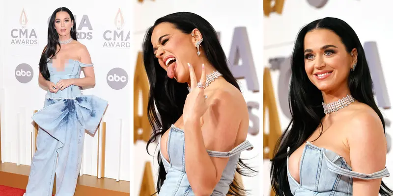 Pesona Katy Perry di CMA Awards, Tampil Seksi dengan Korset Denim