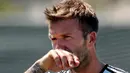 David Beckham dalam sesi latihan pertama sekembalinya ke Los Angeles Galaxy dari AC Milan, di Home Depot Stadium, Los Angeles, 13 Juli 2009. AFP PHOTO/Mark RALSTON
