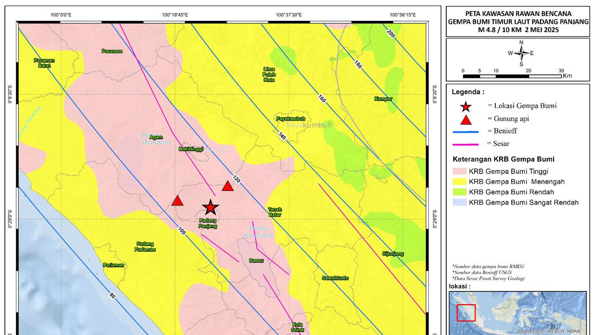 Gempa Bumi M4,8 Guncang Padang Panjang Sumbar, Badan Geologi Sebut Akibar Aktivitas Sesar Aktif