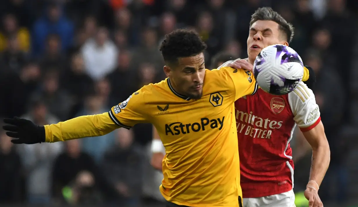 Gol Martin Odegaard pada masa tambahan waktu menegaskan keunggulan Arsenal atas Wolverhampton. (AP Photo/Rui Vieira)