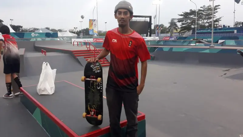 Atlet skateboard Indonesia Pevi Permana bakal bersaing di Asian Games 2018 (Liputan6.com / Luthfie Febrianto)