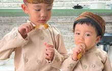 Potret Lucu Arthur dan Baby Timo Anak Chef Arnold saat Makan Ayam Goreng, Kenakan Baju Tradisional Ekspresinya Kocak Banget!