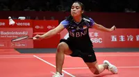 Menilik jalannya laga, Gregoria Mariska Tunjung sejatinya sanggup menyulitkan Tai Tzu Ying di awal game pertama. Tunggal putri Tanah Air memaksa wakil Taiwan tersebut terlibat drama kejar-kejaran skor. (STR/AFP)