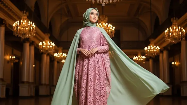Gamis Cape Brokat Pastel