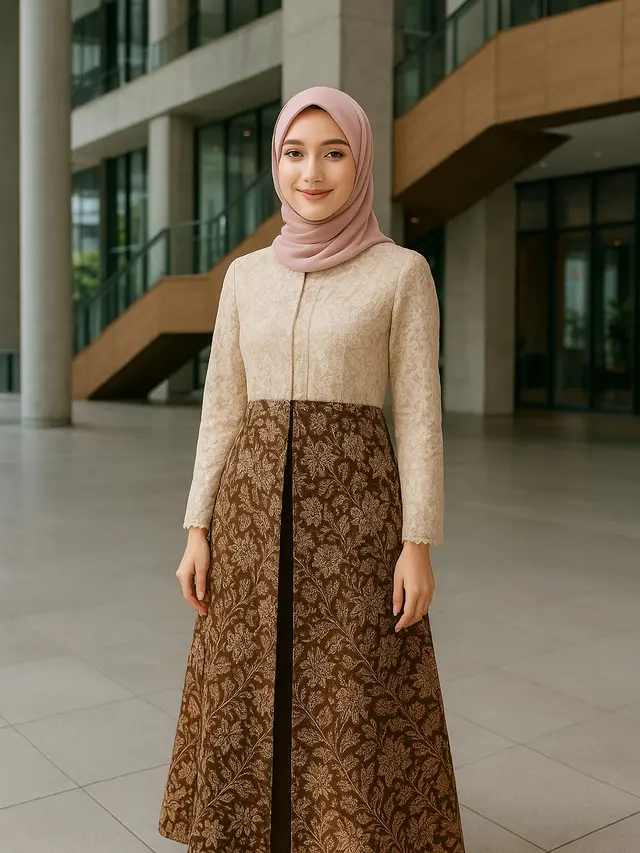 Model Gamis Batik Belah Tengah untuk ke Kantor Berjilbab 2025