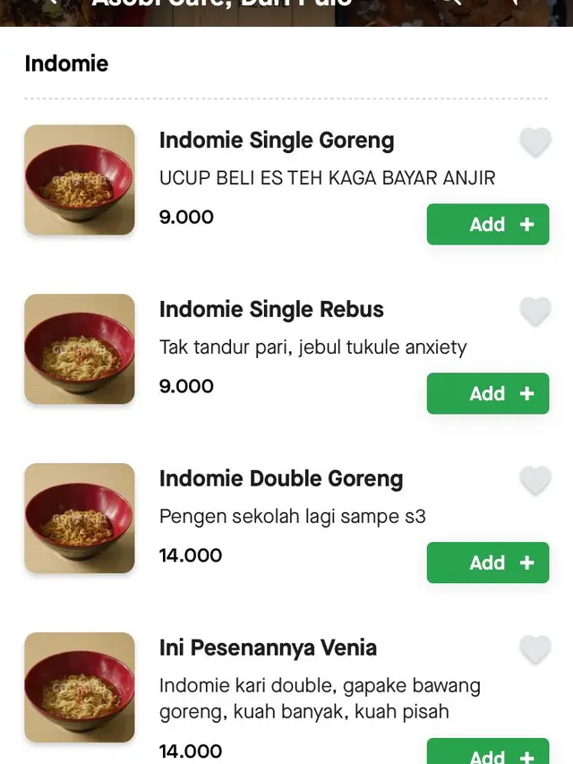 deskripsi menu makanan kocak