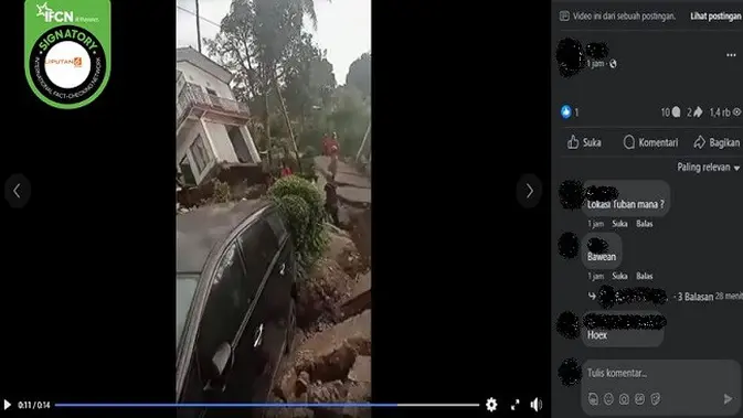 <p>Gambar tangkapan layar video yang diklaim kondisi wilayah Tuban usai diguncang gempa magnitudo 6,1 pada Jumat (22/3/2024). (sumber: Facebook)</p>