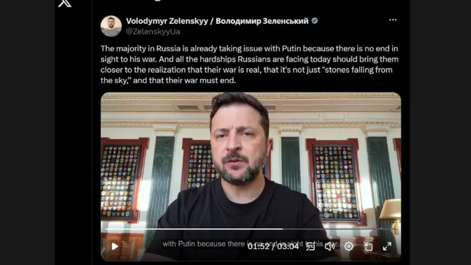 Presiden Ukraina Volodymyr Zelenskyy pada 23 Juni 2026. (Foto: tangkapan layar akun X Volodymyr Zelenskyy / Володимир Зеленський @ZelenskyyUa)