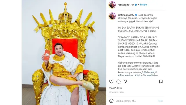 Klatifikasi Raffi Ahmad bosan jadi sultan.