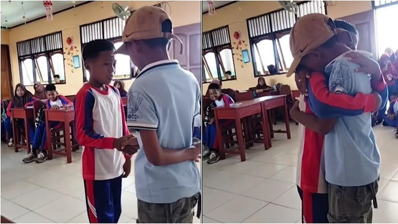 Momen Sedih Perpisahan Anak SD Ketika Satu Siswa Pindah Sekolah, Penuh Haru