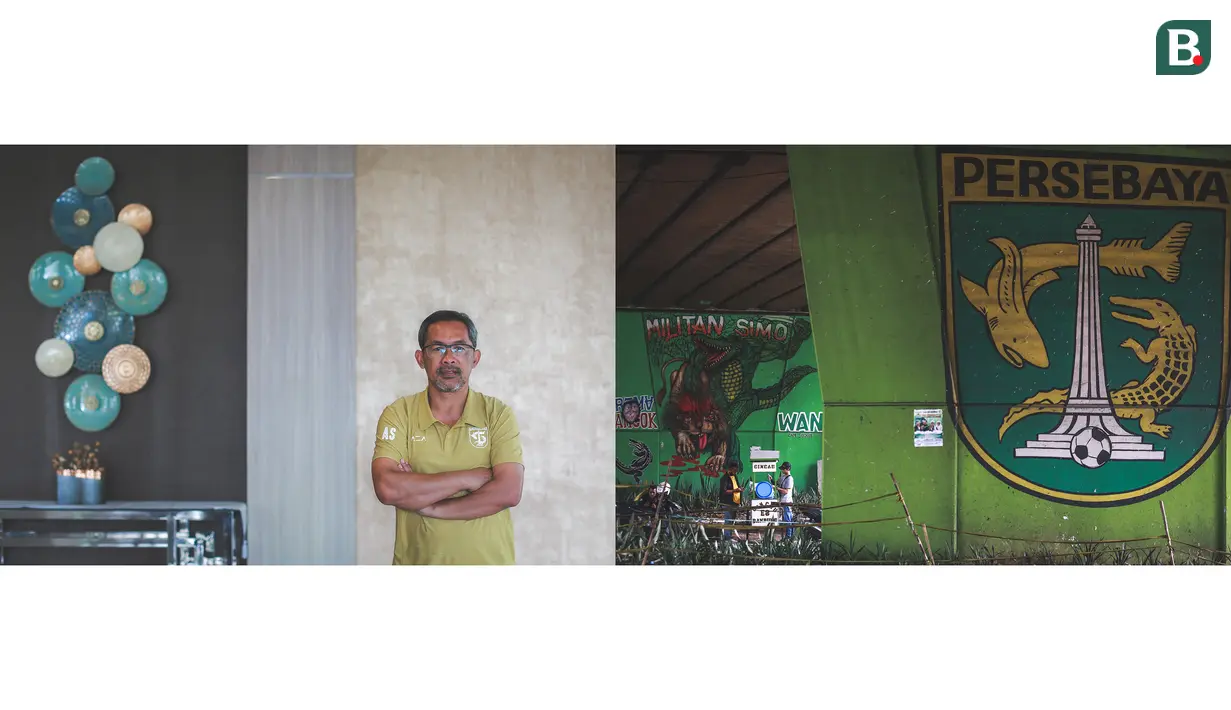Dua sisi Coach Aji. Ia lahir, besar, bahkan mengawali karier sebagai pesepakbola profesional di Malang. Namun, meski kini harus menukangi sang rival, ia wajib mengesampingkan hal itu atas dasar profesional. (Bola.com/Bagaskara Lazuardi)