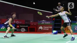 Pramudya Kusumawardana/Yeremia Erich Yoche Yacob Rambitan melaju ke semifinal Indonesia Open 2023. (Liputan6.com/Herman Zakharia)