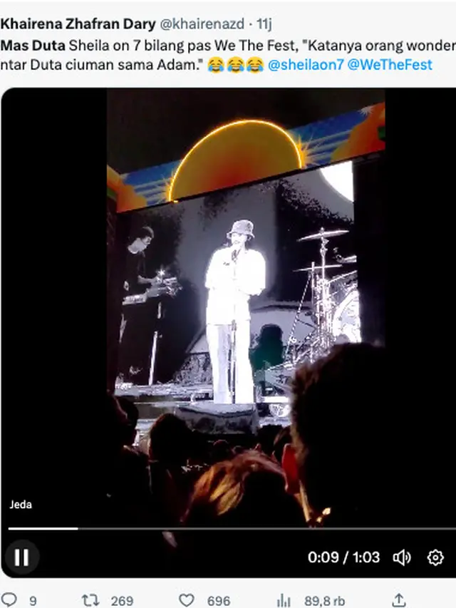 Mas Duta Ikut Jadi Trending Usai Sheila On 7 Manggung di We The Fest 2023 Gantikan The 1975. (Twitter @khairenazd)