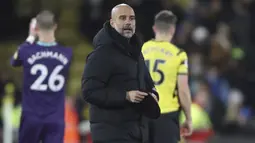 Pep Guardiola. Pelatih berusia 50 tahun ini mengumpulkan 151 kemenangan dari 205 laga hanya bersama Manchester City sejak awal musim 2016/2017. Ia juga menjadi pelatih tercepat di Liga Inggris yang mampu mencatat 150 kemenangan dari hanya 204 laga, mematahkan rekor Alex Ferguson. (AP/Ian Walton)