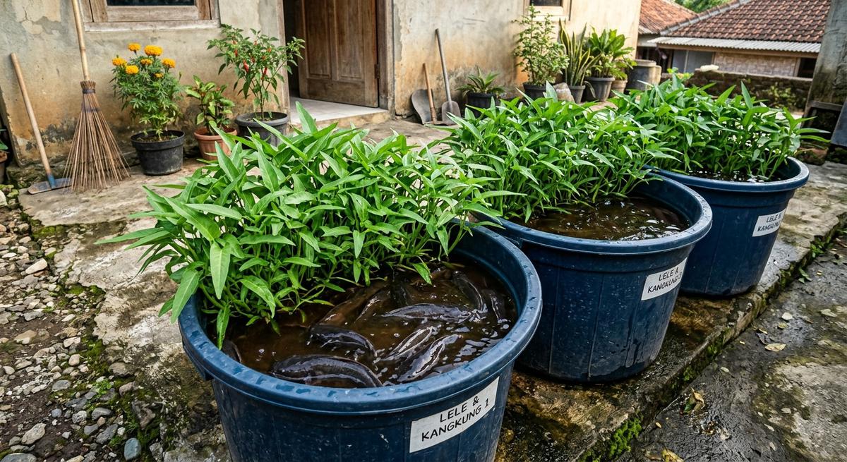 Cara Menanam Kangkung di Ember Ikan Lele