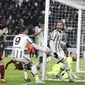 Adrien Rabiot mencetak gol keempat Juventus dalam pertandingan Liga Italia melawan Tornio di Allianz Stadium, Rabu (1/3/2023) dini hari WIB. Juventus menang 4-2 atas Torino. (Tano Pecoraro/LaPresse via AP)