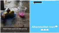 Status orang di WhatsApp saat hujan ini bikin tepuk jidat. (Sumber: