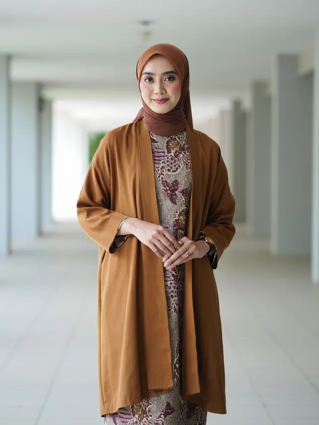 Midi Dress Muslim Kombinasi Batik Modern