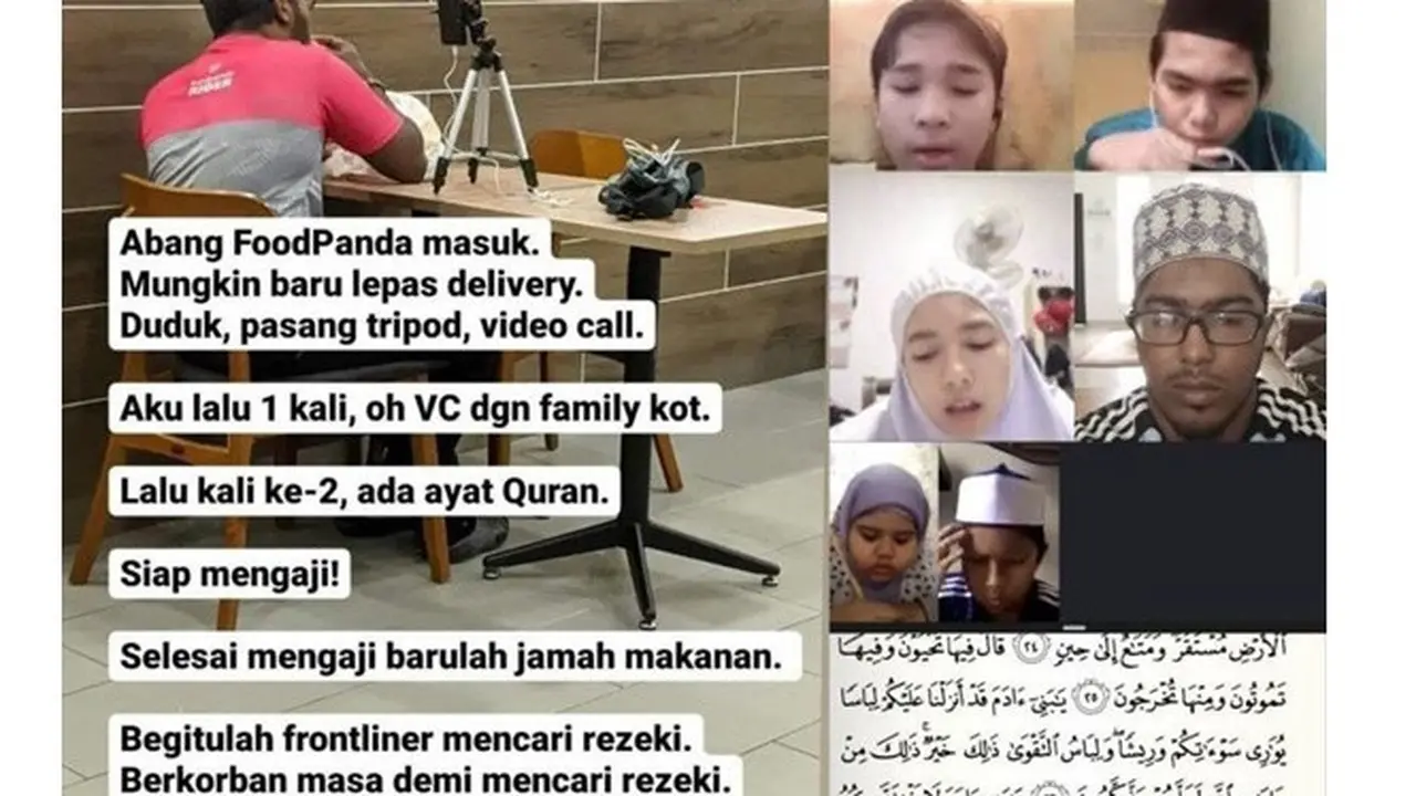 Mengajar Ngaji Online di Restoran, Kisah Driver Ojol Ini Jadi Viral