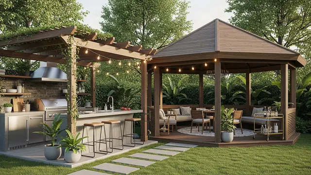 Dapur Outdoor dengan Gazebo Multifungsi