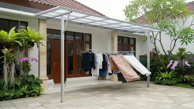 Model Kanopi Belakang Rumah yang Bikin Jemuran Tetap Kering Saat Hujan Mendadak/Gemini AI