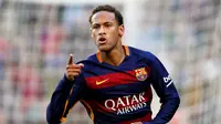 Ekspresi Neymar setelah mencetak gol ke gawang Real Sociedad dalam lanjutan La Liga Spanyol di Stadion Camp Nou, Barcelona, Sabtu (28/11/2015). (EPA/Alejandro Garcia)