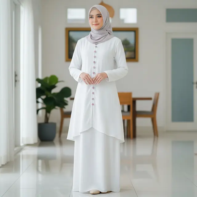 9 Model Gamis Polos ala Baju Kurung Malaysia, Anggun Kesederhanaan dan Tradisi