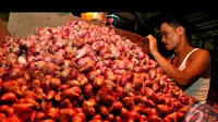 Para pedagang hanya bisa pasrah dan berharap harga bawang kembali normal anjlok , Jakarta, Rabu (13/8/2014) (Liputan6.com/Miftahul Hayat)