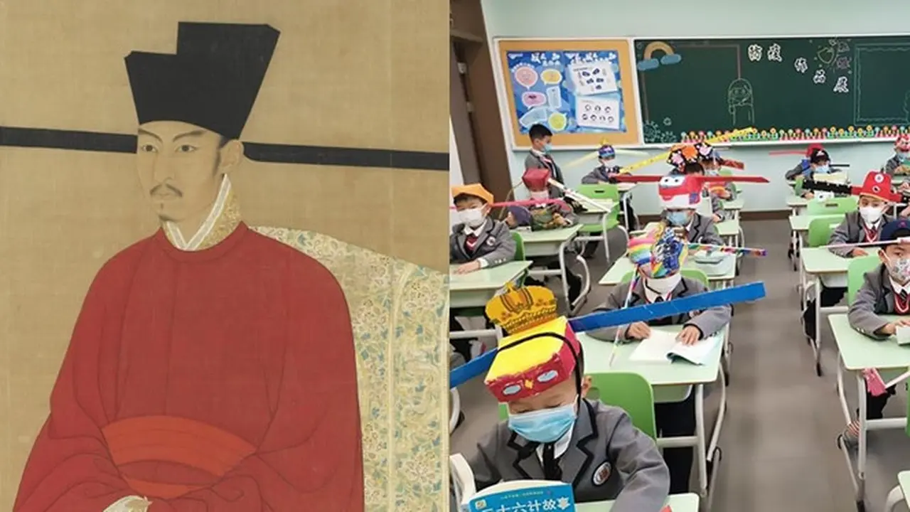Terapkan Physical Distancing, Murid di China Ini Kenakan Topi Anti Corona