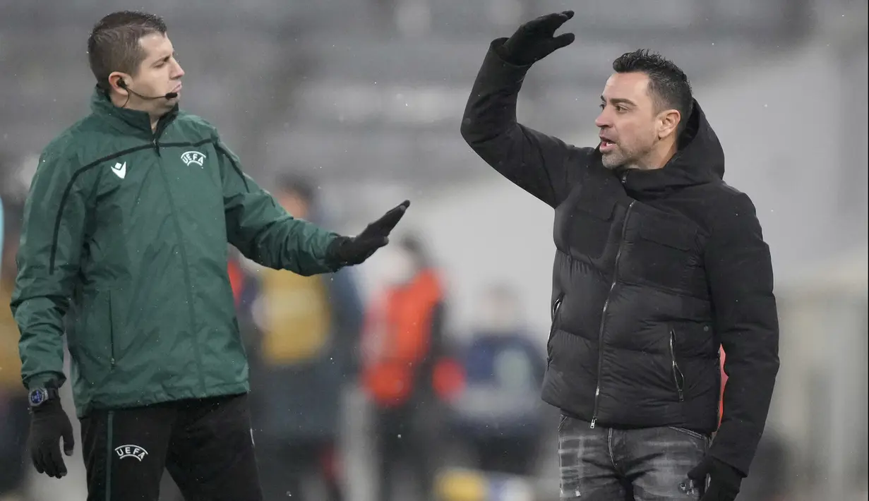 Gol ketiga Bayern Munchen membuat harapan Barcelona untuk lolos ke babak 16 besar semakin menipis. Apalagi, klub besutan Xavi Hernandez itu gagal memanfaatkan peluang untuk mencetak gol. (AP Photo/Matthias Schrader)