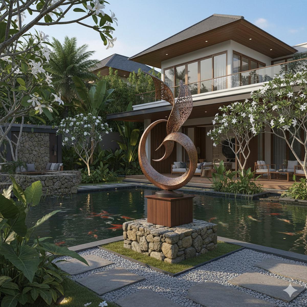Patung Taman di Halaman Rumah Amerika