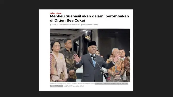 Cek Fakta Liputan6.com menemukan klaim video Menkeu Suahasil umumkan dana bantuan untuk masyarakat Rp 10 miliar