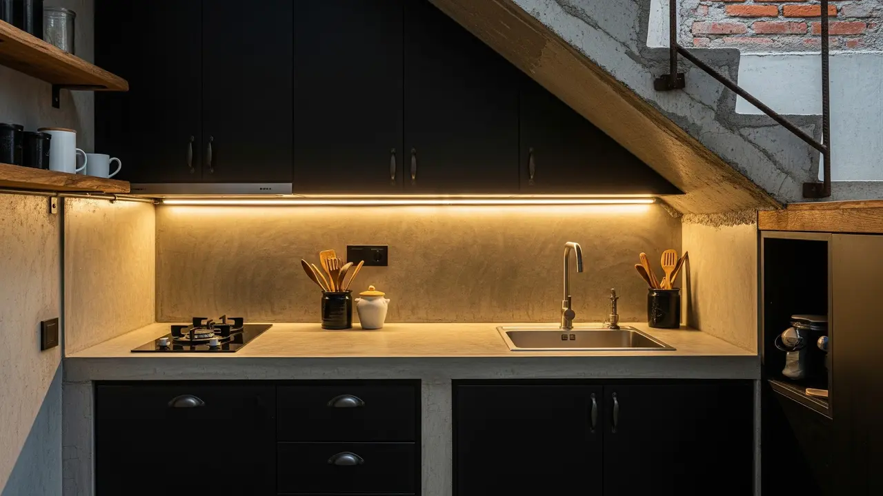 Dapur 2x2 Meter Rumah Type 30 dengan Konsep Industrial Unfinished Look