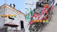 Tetangga Membangun Rumah, Motor Ini Kecipratan Adukan Semen