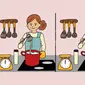 Teka-teki cari perbedaan perempuan memasak. (Dok: Jagranjosh.com)