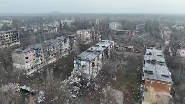 Kota Vuhledar di wilayah Donbas.