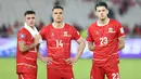 Hingga akhir pertandingan skor tidak berubah. Tampak dalam foto, ekspresi pemain Timnas Indonesia, Eliano Reijnders, Joey Pelupessy dan Justin Hubner (kiri ke kanan) usai laga final FIFA Series 2026 melawan Bulgaria di Stadion Utama Gelora Bung Karno (SUGBK), Jakarta, Senin (30/3/2026) malam WIB. (Bola.com/M. Iqbal Ichsan)